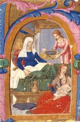 The birth of the Virgin in an initial H