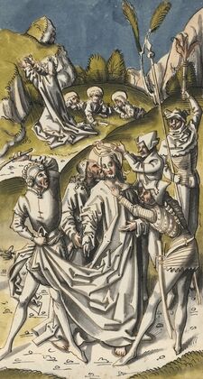 The capture of Christ, in the background Christ on the Mount of Olives