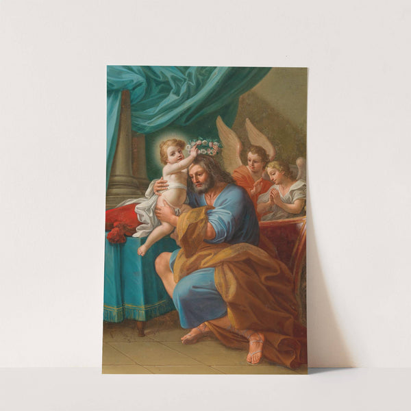 The Christ Child crowning Saint Joseph with Angels behind by Mattia de Mare