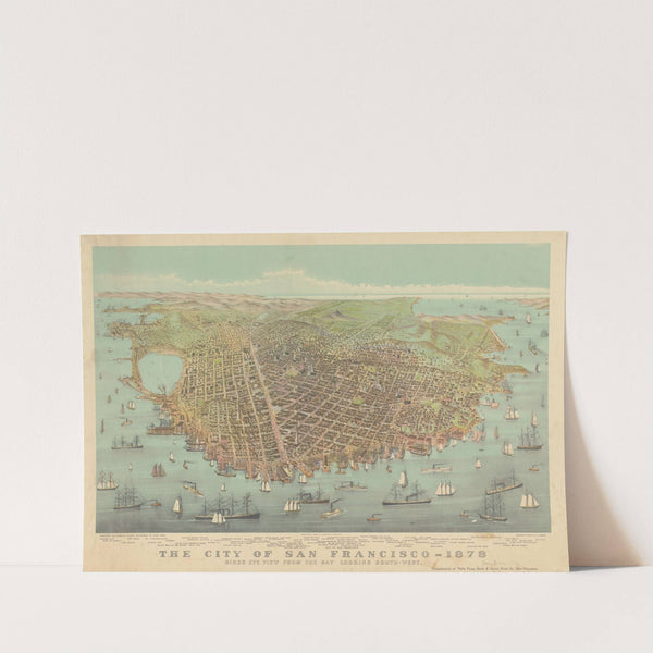 The city of San Francisco, 1878 ; birds eye view from the Bay looking south-west (1878) by Currier & Ives.