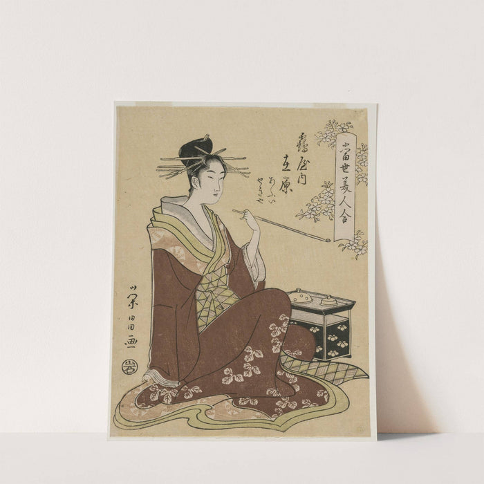 The Courtesan Ariwara of the Tsuruya Seated by a Smoking Chest (From the series A Collection of Modern Beauties) (mid 1790s) by Chōbunsai Eishi