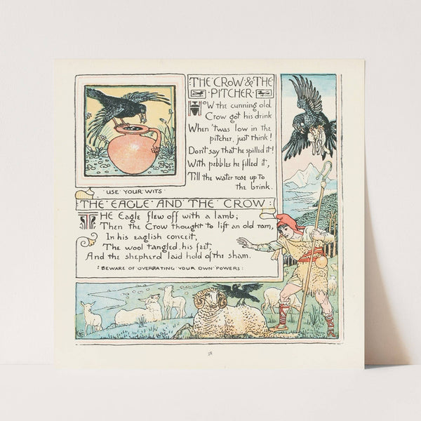 The Crow and the Pitcher, The Eagle and the Crow (1908) by Walter Crane