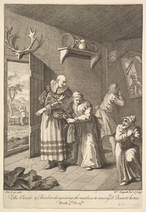 The Curate and Barber Disguising Themselves to Convey Don Quixote Home (1756)