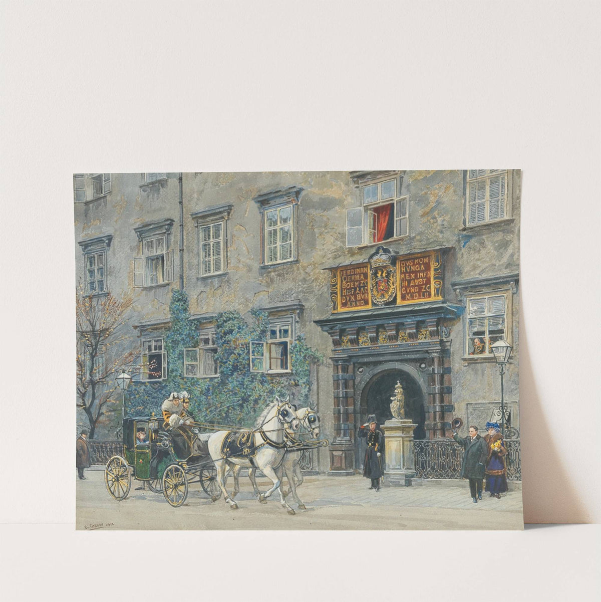 The Departure of Emperor Francis Joseph, near the Schweizertor in Hofburg residence by Ernst Graner