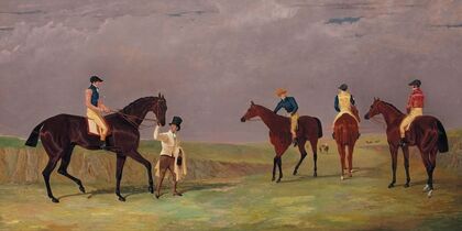 The Doncaster Cup of 1825, with Mr. Whittaker’s Lottery, Mr. Craven’s Longwaist, Mr. Lambton’s Cedric, and Mr. Farquaharson’s Figaro (1827) — size preview