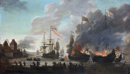 The Dutch Burning English Ships during the Dutch Raid on the Medway, 20 June 1667