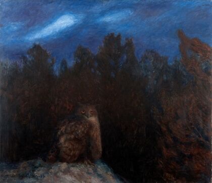 The Eagle Owl Deep in the Forest