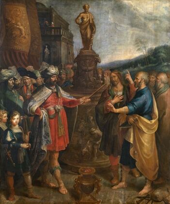 The Emperor Diocletian shows the Statue of Asclepius