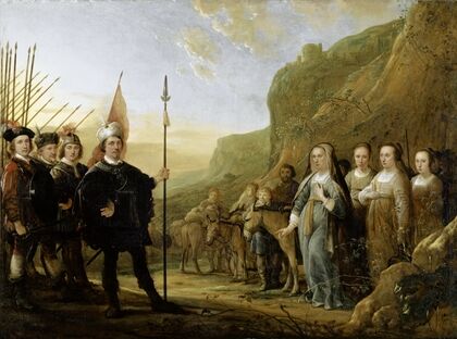 The Encounter of David and Abigail. Portrait of the family of Lowijs Jacobsz. Molenschot and his wife Janneken Jansdr. Rokus