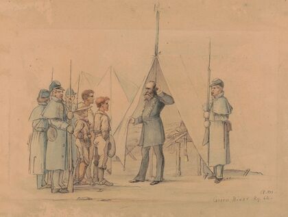 The first Rebel prisoners & General Willich, Green River, Kentucky