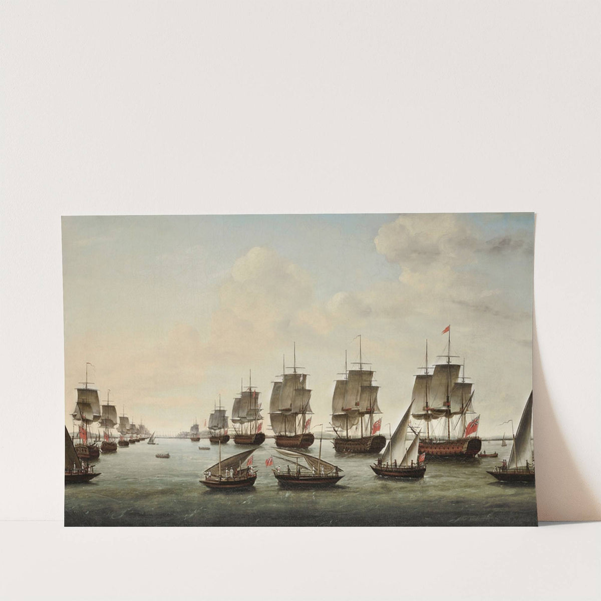 The fleet, under the command of Rear-Admiral Charles Watson and Commodore William James, approaching Geriah on 12 February 1756 for the final showdown with the pirate Tulagee Angria — size preview