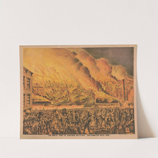 The Great fire at Chicago Oct. 9th 1871. View from the west side (1871) by Gibson &amp; Co. Lith
