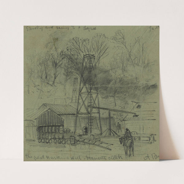 The Great Harkins Well. Marietta Creek (1860-1865) by Alfred Rudolph Waud