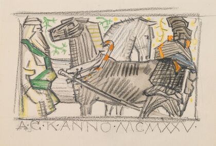 The Great Kalevala, Poem III, sketch, horses and riders meet
