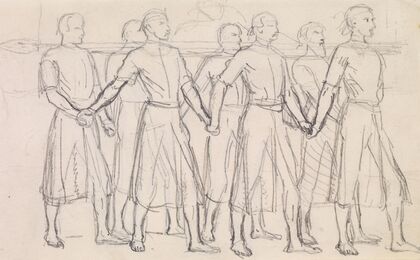 The Head of Bran by George Meredith – Study of Seven Princes carrying the Head of Bran (1860)