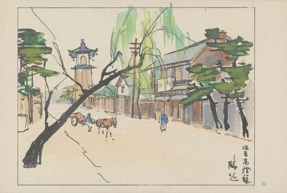 The high lanton at Sumiyoshi, a light house in older time (1947)