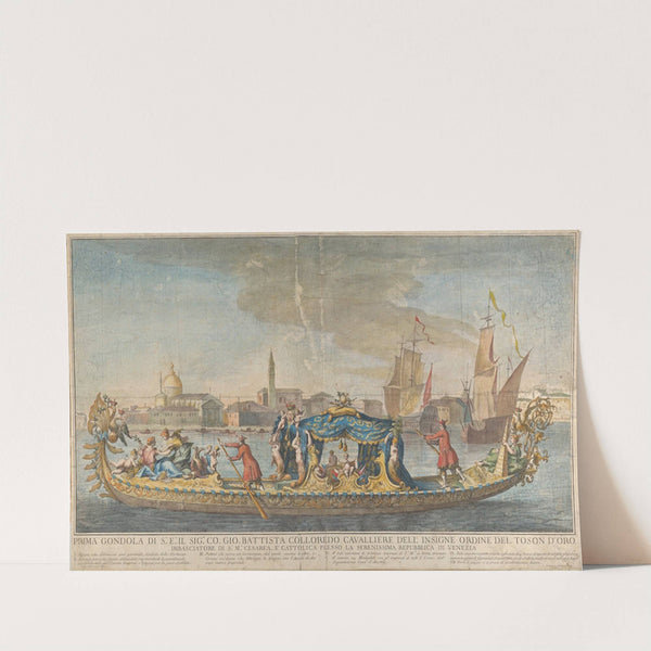 The highly ornamented first gondola of Ambassador Giovanni Battista Colloreado entering Venice (1720–30) by Giovanni Antonio Faldoni