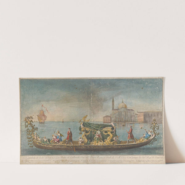 The highly ornamented second gondola of Ambassador Giovanni Battista Colloreado entering Venice (1720–30) by Giovanni Antonio Faldoni