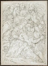 The Holy Family with Angels and Two Figures
