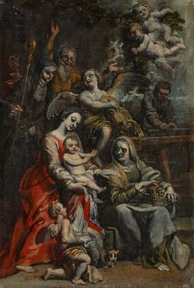 The Holy Family with Saint Anne, other Saints and Angels