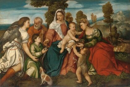 The Holy Family With Saint Dorothy And The Infant John The Baptist, And Tobias With An Angel