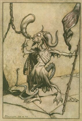 The horn, at the gate of the Barbican tower, was blown with a loud twenty-trumpeter power.