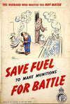 The husband who wasted the hot water. Save fuel to make munitions for battle (between 1939 and 1946)