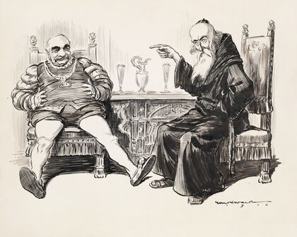 The King and His Reverence Lyman Abbott. ‘Naughty, naught’ (1910) — size preview