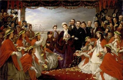 The Landing of HRH the Princess Alexandra at Gravesend, March 7 1863 (1864) — size preview