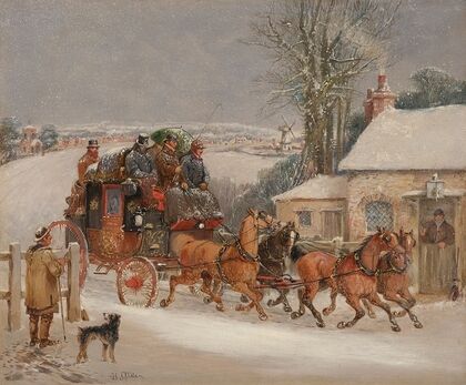 The London Royal Mail coach in the snow