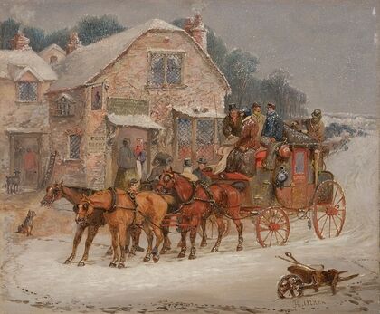 The London Royal Mail coach in the snow