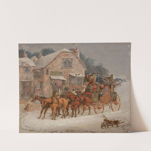 The London Royal Mail coach in the snow by Samuel Henry Alken