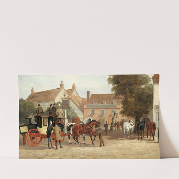 The London to Dorking Coach resting at the Marquess of Granby (1873) by John Sturgess