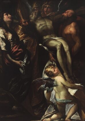 The Lowering Of The Cross With Sts Mary Magdalene, Augustine, Jerome And Angels (circa 1618)