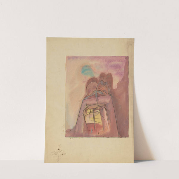The Machine Age: Sketch no. 1 (Human Figure Seated on Structure with Window) (1934-1943) by Walter Walden