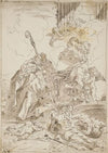 The Madonna and Child appearing to two male saints during an outbreak of plague