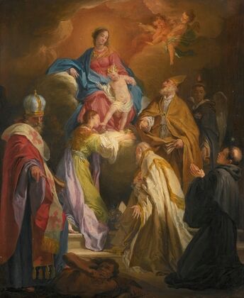 The Madonna And Child Attended By Saints And Bishops