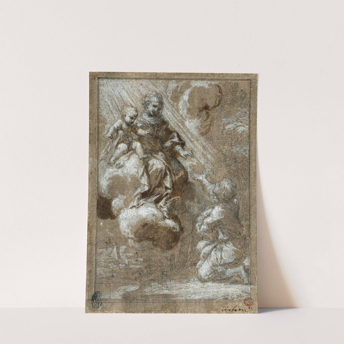 The Madonna and Child in Glory Appearing to a Kneeling Young Man by Ciro Ferri