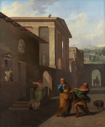 The Midwife Taking Leave of the girl from Andros. From Terence´s Andria (1801)