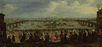 The Mock Battle between the Weavers’ and the Dyers’ Guilds on the Arno in Florence on 25 July 1619 (after 1619)