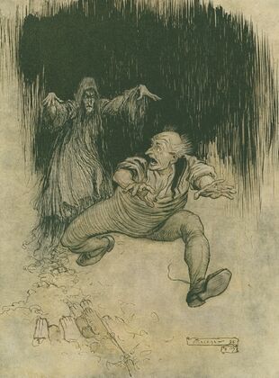 The moment her shadowy form met his view he…made one grasshopper spring to the door–and was gone!
