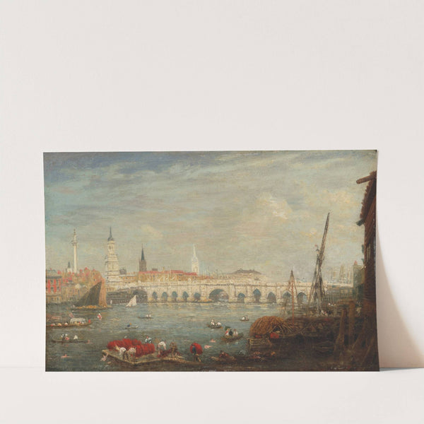 The Monument and London Bridge by Frederick Nash