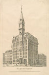 The new Tribune Building, Printing House Square, Nassau, Chatham, Spruce, and Frankfort Streets (1873)
