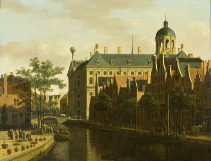 The Nieuwezijds Voorburgwal with the Flower and Tree Market in Amsterdam (circa 1675)