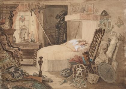 The Old Curiosity Shop; The bedroom in the shop (1840)