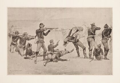 The opening of the fight at Wounded Knee (1891)