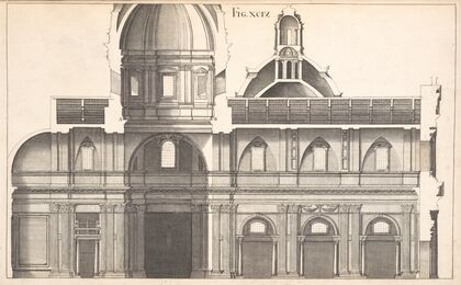The orthography, or geometrical elevation of the inside of S. Ignatius’s church.
