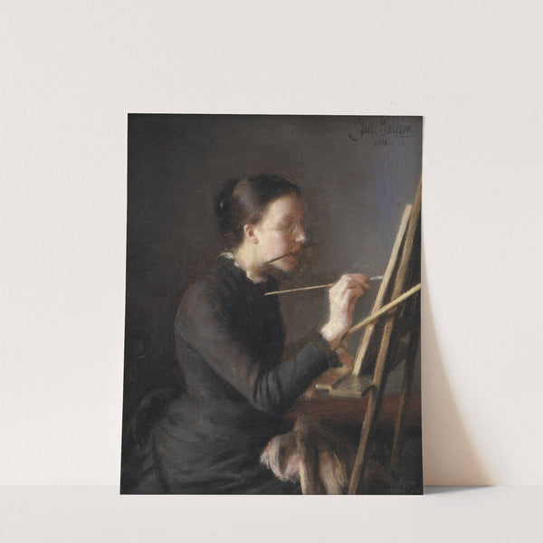 The Painter Agnes Paulsen, the Artist&#039;s Sister, at her Easel by Julius Paulsen