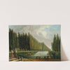 The park of a country villa with figures promenading near a cascade of water by Hubert Robert
