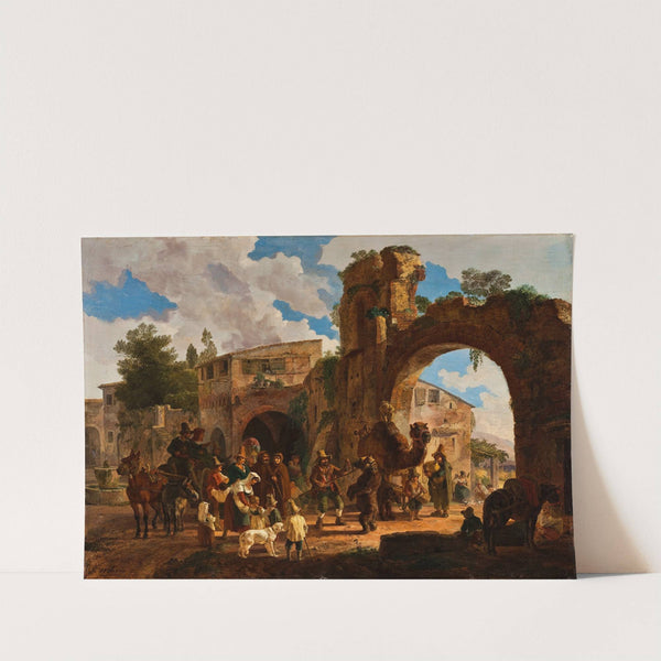 The Performing Bears Come To An Italian Village by Heinrich Bürkel